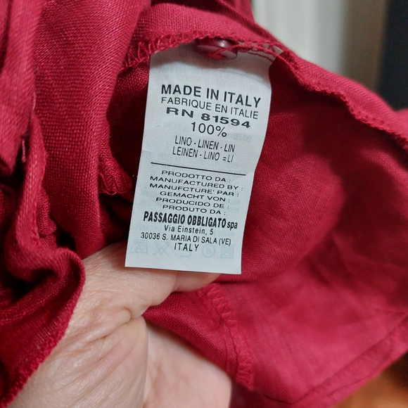 Naracamicie New Red Ruffled Linen Blouse Size S - Picture 4 of 7